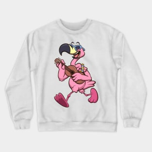 Flamingo Playing Guitar Crewneck Sweatshirt